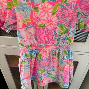 Lilly Pulitzer girls dressVibrant Floral Cotton Dress in Pink & Blue